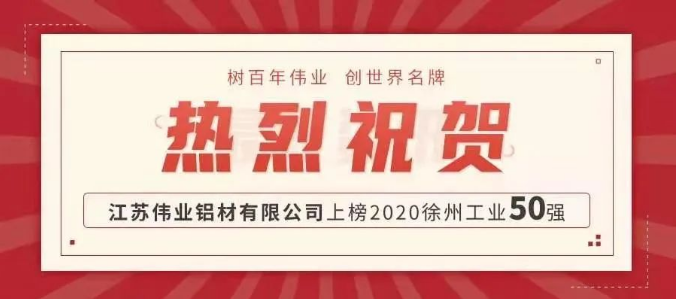 品牌硬實(shí)力！偉業(yè)鋁材江蘇生產(chǎn)基地上榜徐州工業(yè)50強