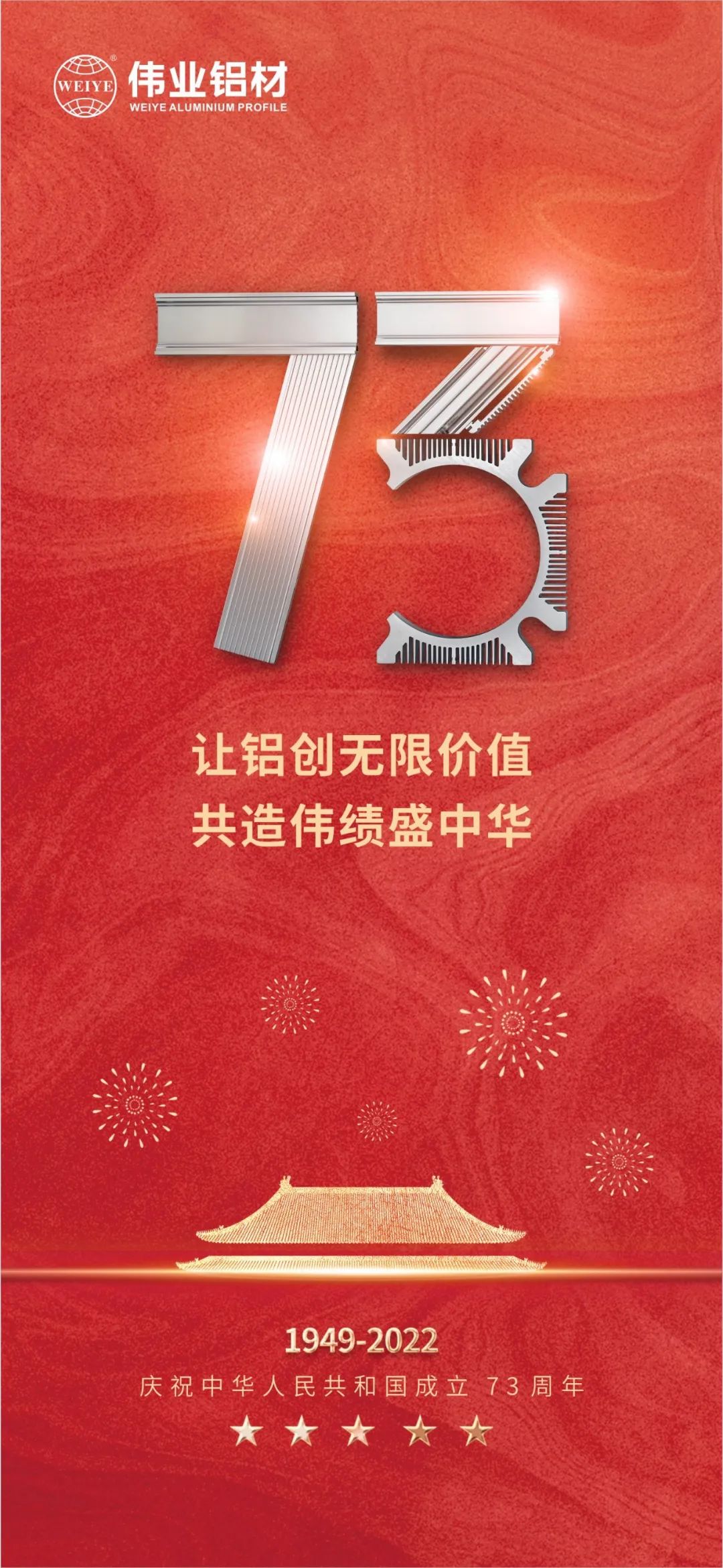盛世中國 喜迎華誕 讓鋁創(chuàng  )無(wú)限價(jià)值 共造偉績(jì)盛中華
